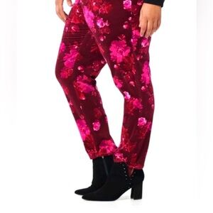 Isaac Mizrahi Floral Red and Pink Leggings